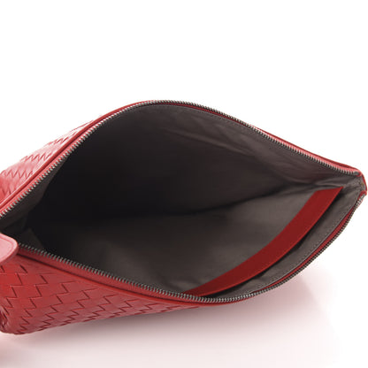 Bottega Veneta Nappa Intrecciato Large Flat Zip Biletto Pouch Red 5 of 8