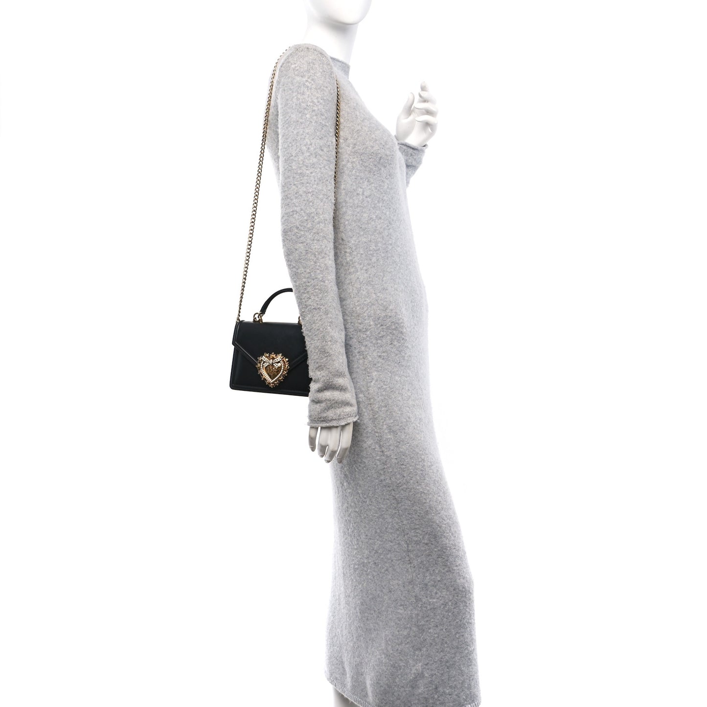 Smooth Calfskin Small Devotion Envelope Top Handle Bag Black