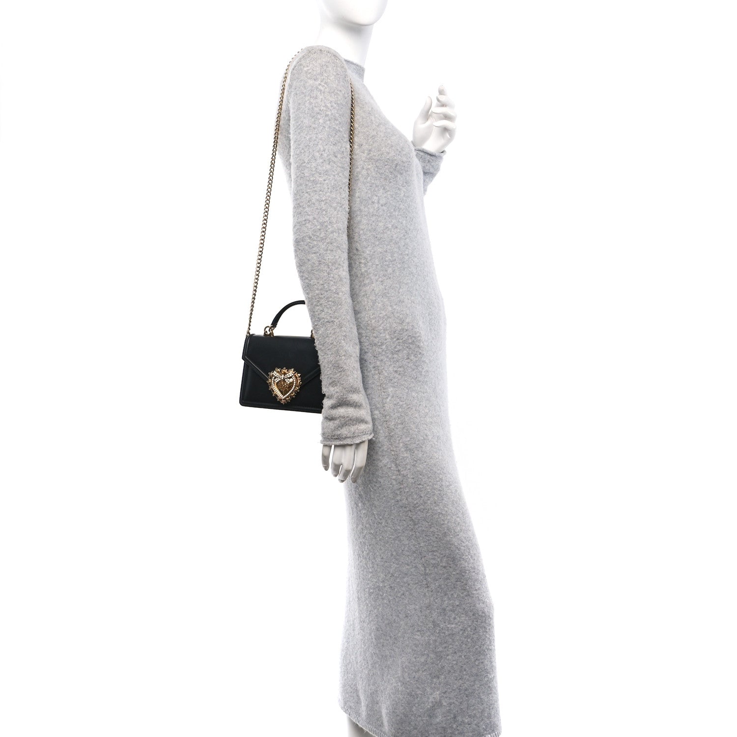 Dolce & Gabbana Smooth Calfskin Small Devotion Envelope Top Handle Bag Black 2 of 9