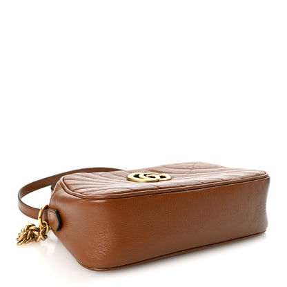 Gucci Glazed Calfskin Matelasse Diagonal Small GG Marmont Chain Shoulder Bag Cuir 4 of 10