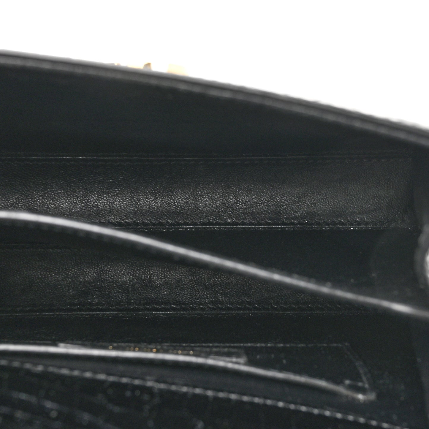 Calfskin Crocodile Embossed Mini Classic Monogram Cassandra Top Handle Black