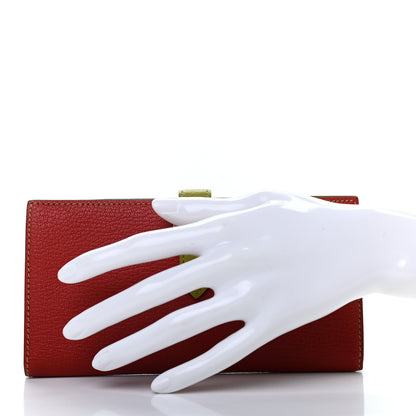 Hermes Chevre Mysore Bearn Wallet Rouge Vif Vert Anis 2 of 7