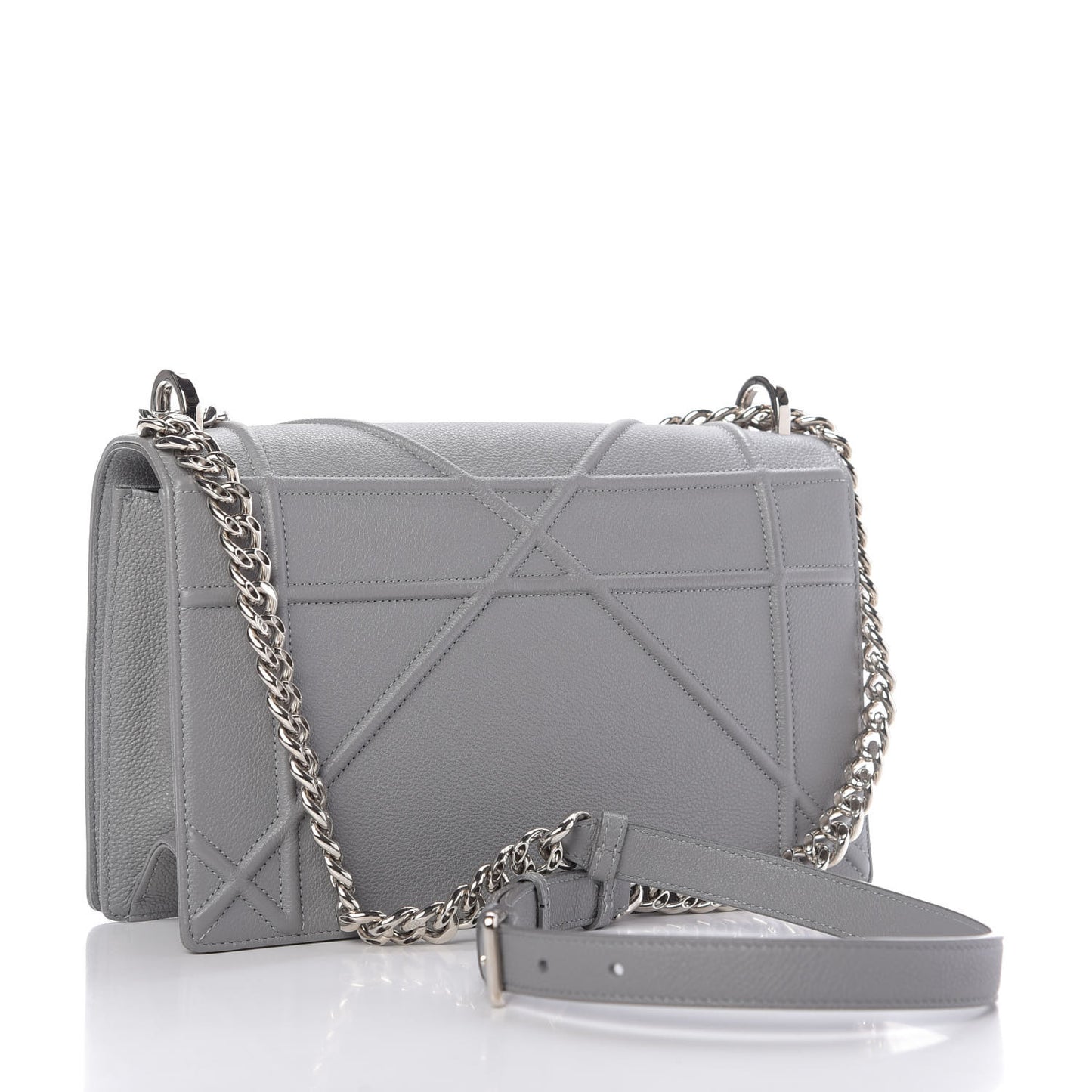 Grained Calfskin Medium Diorama Flap Bag Gris