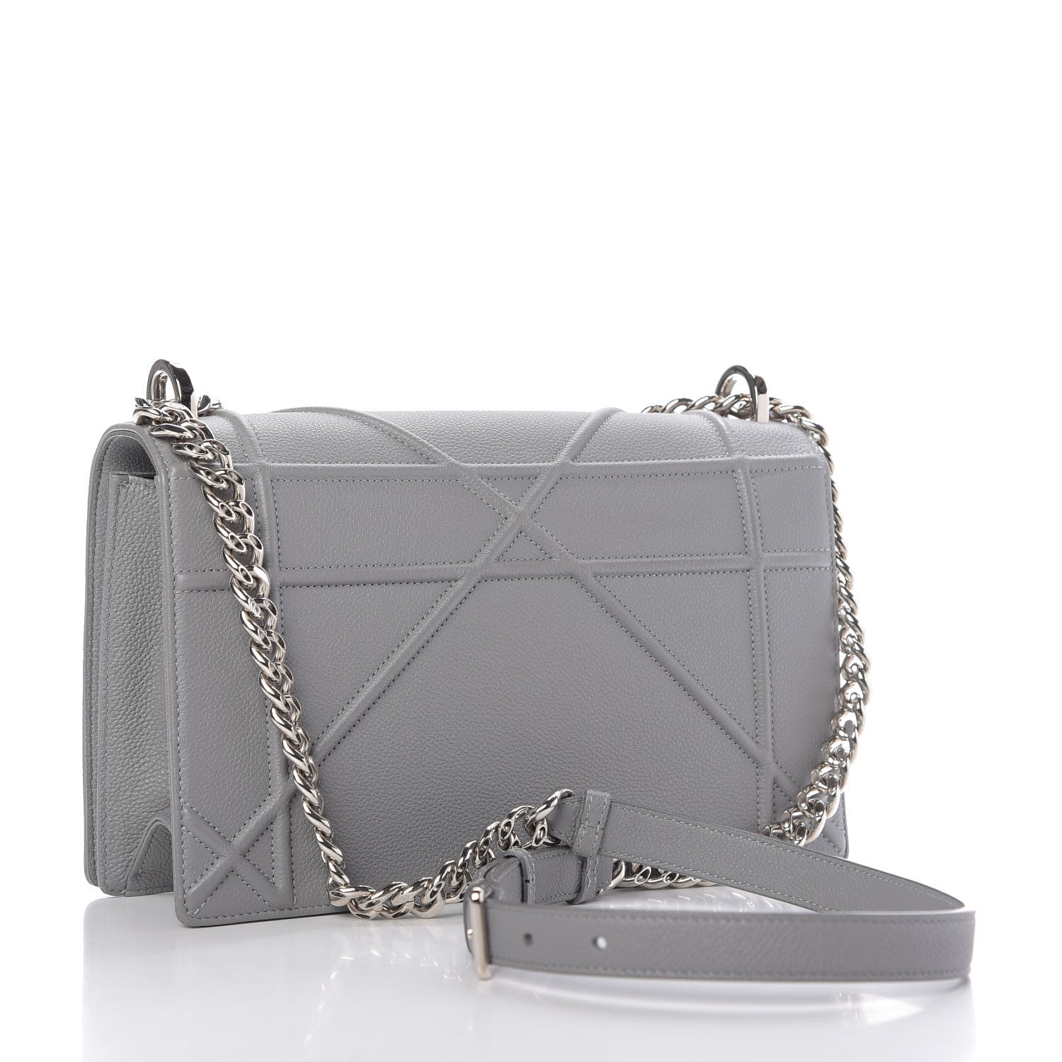 Christian Dior Grained Calfskin Medium Diorama Flap Bag Gris 4 of 11