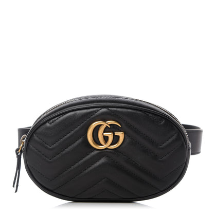 Gucci Calfskin Matelasse GG Marmont Belt Bag 75 30 Black 1 of 10