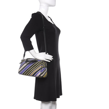 Bottega Veneta Nappa Diagonal Stripe Boston Lavender Black Multi 2 of 12