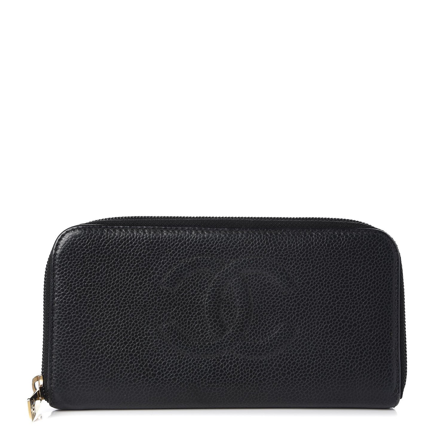 Caviar CC Timeless Large Zip Around Wallet Black