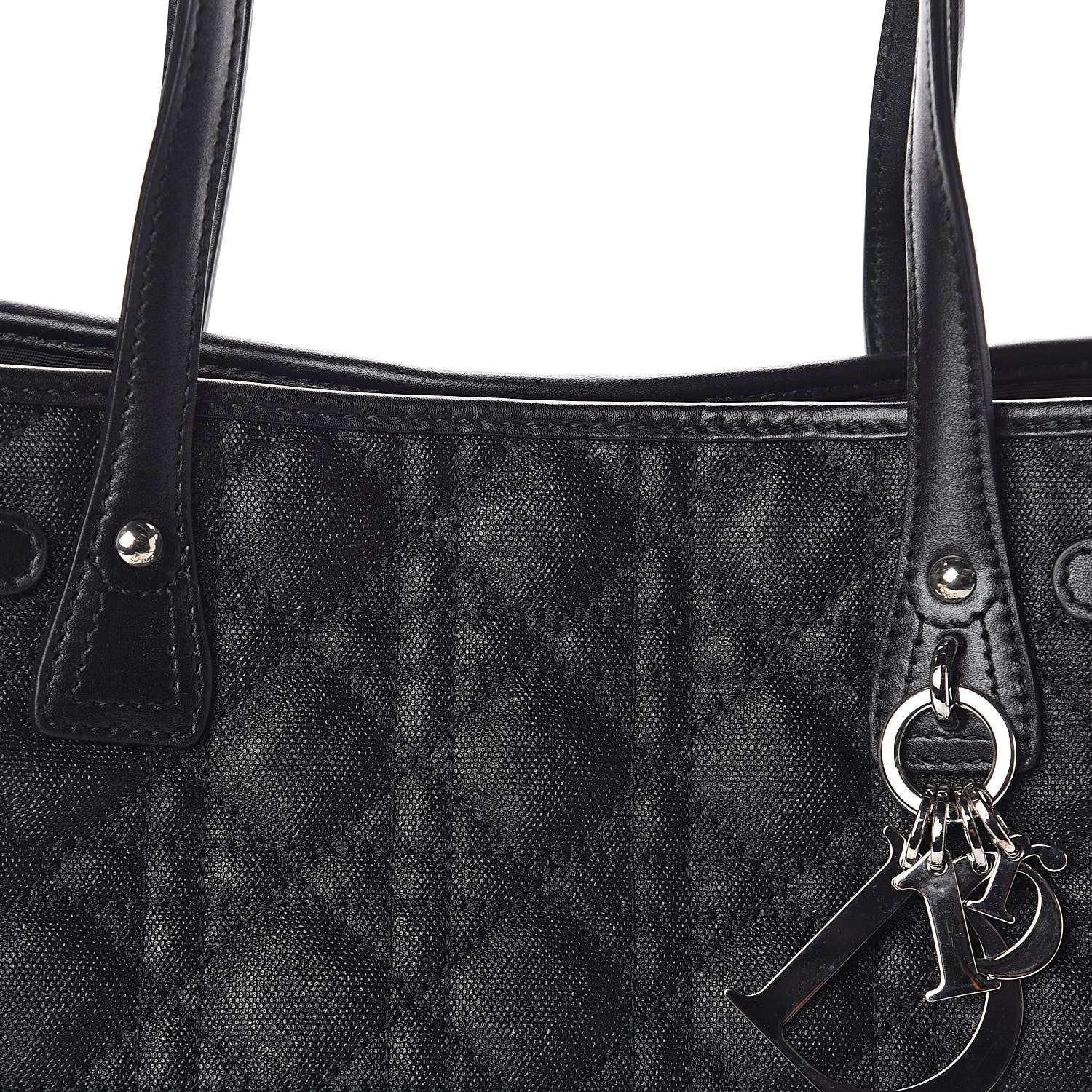 Christian Dior Coated Canvas Cannage Medium Panarea Tote Black 7 of 9