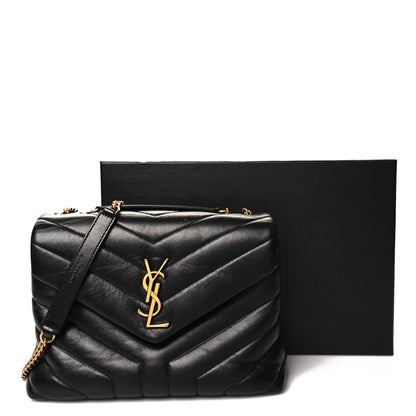 Saint Laurent Calfskin Y Quilted Monogram Small Loulou Chain Satchel Black 11 of 11