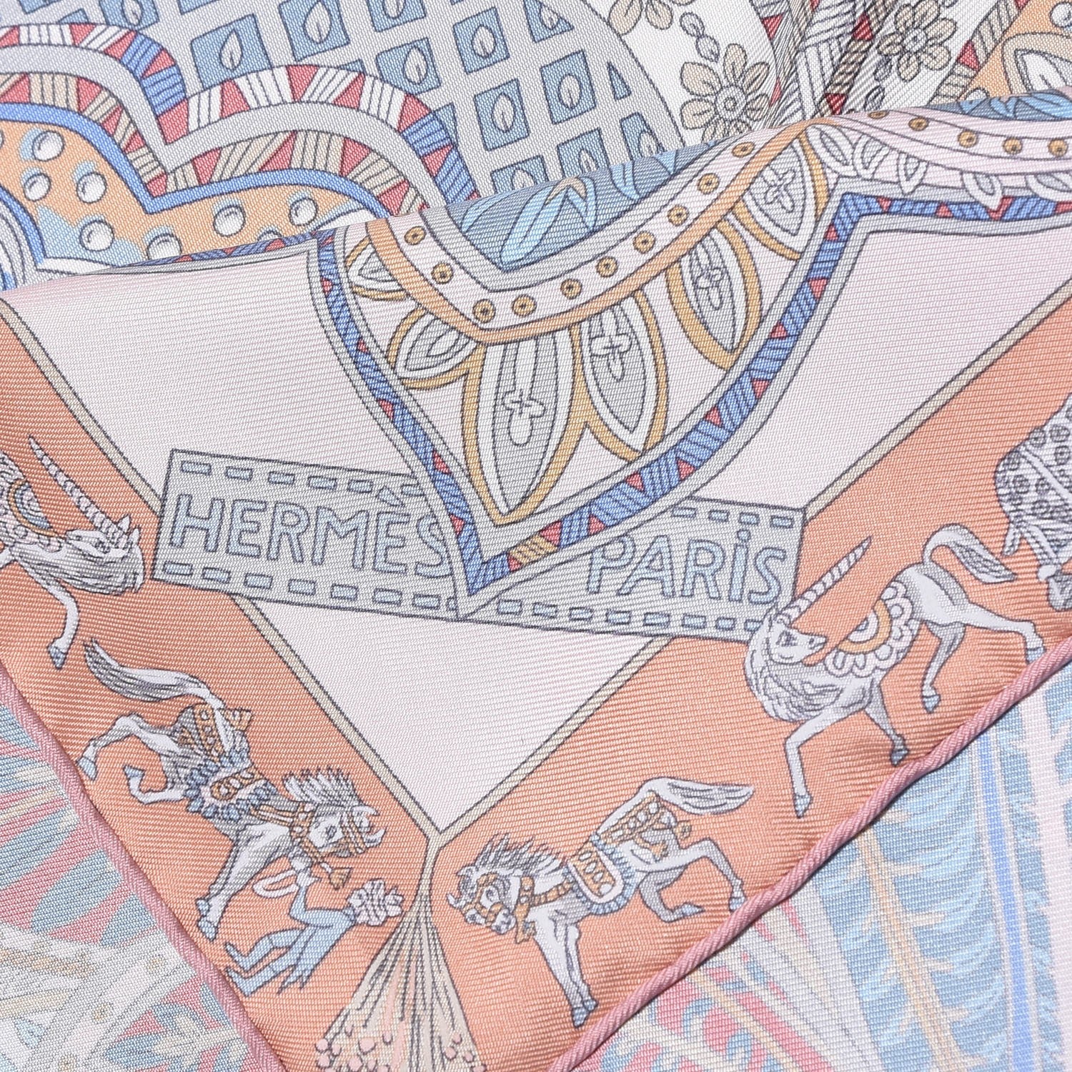 Hermes Silk Le Jardin De La Maharani Scarf 90 Rose Pale Aqua Poudre 4 of 6