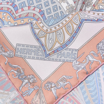 Hermes Silk Le Jardin De La Maharani Scarf 90 Rose Pale Aqua Poudre 4 of 6