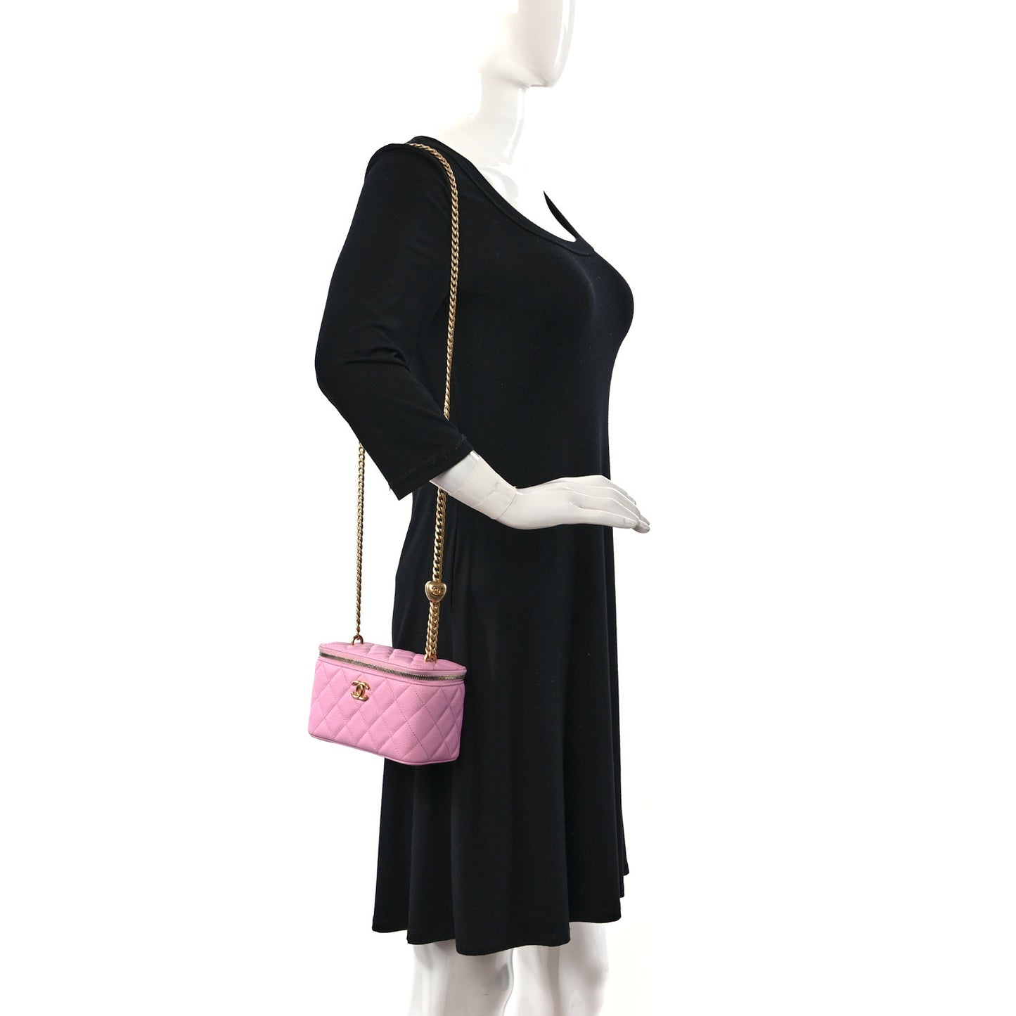 Caviar Quilted Sweetheart Vanity Case Pink