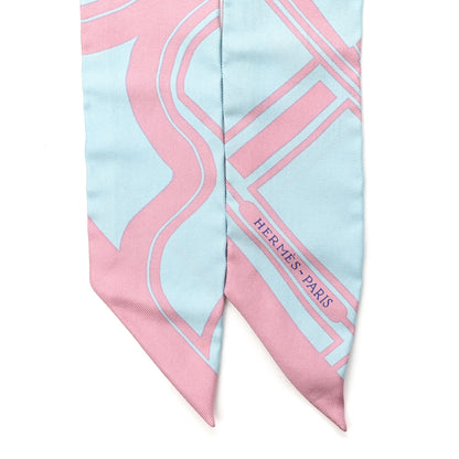 Hermes Silk Les Coupes Tattoo Twilly Ciel Vieux Rose 2 of 5