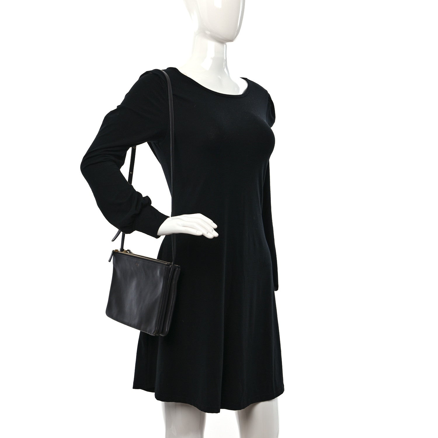 Celine Lambskin Large Trio Crossbody Bag Black 3 of 13