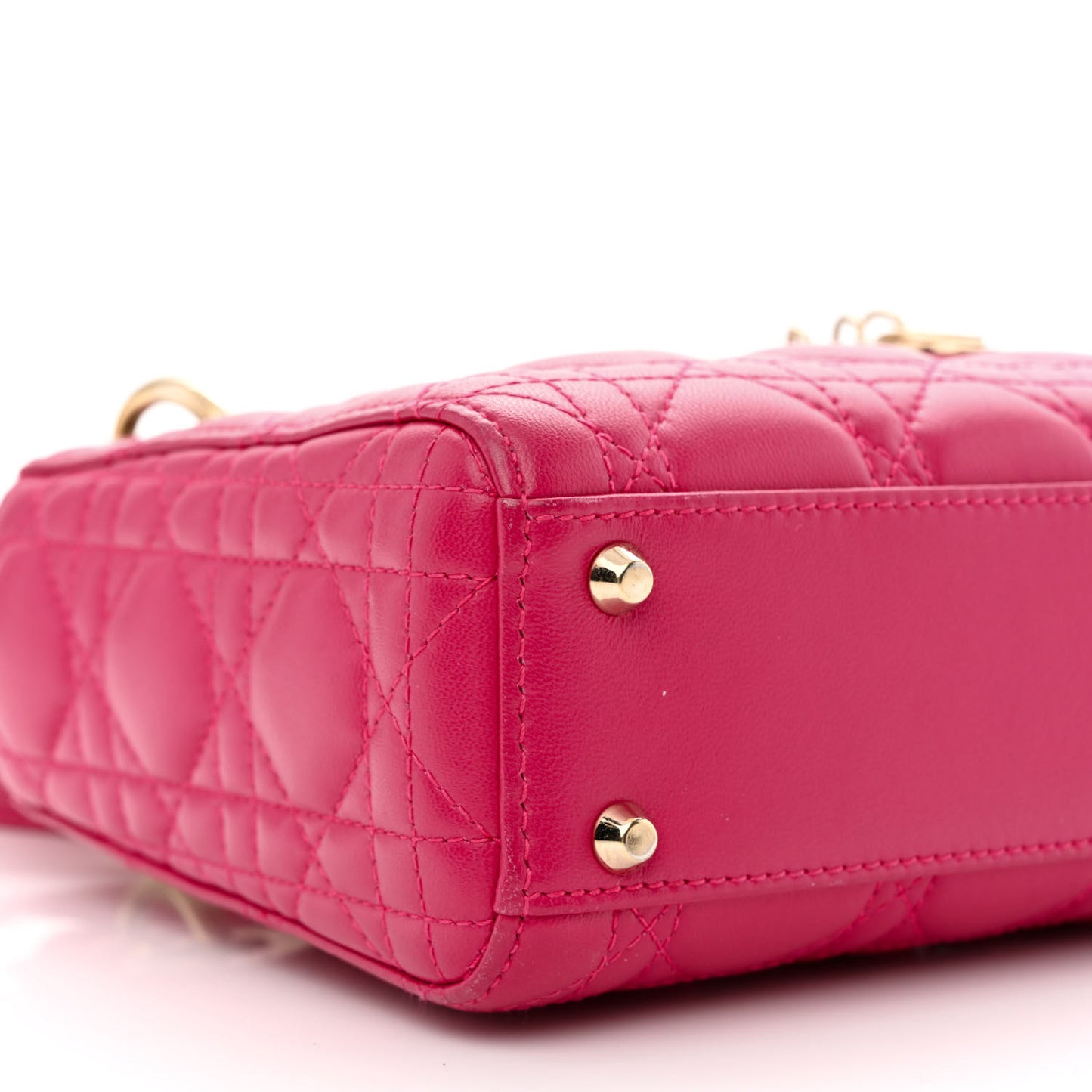 Lambskin Cannage Mini Lady Dior Fuchsia