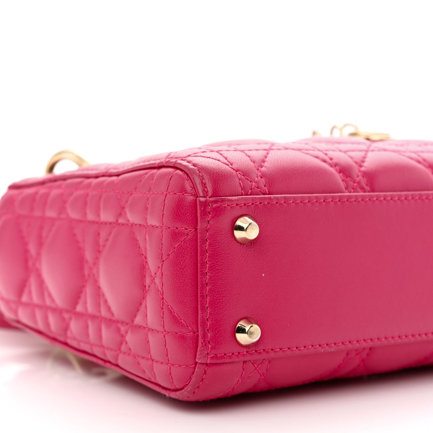 Christian Dior Lambskin Cannage Mini Lady Dior Fuchsia 9 of 15