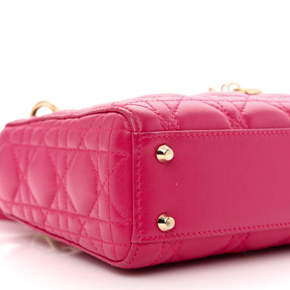 Christian Dior Lambskin Cannage Mini Lady Dior Fuchsia 9 of 15