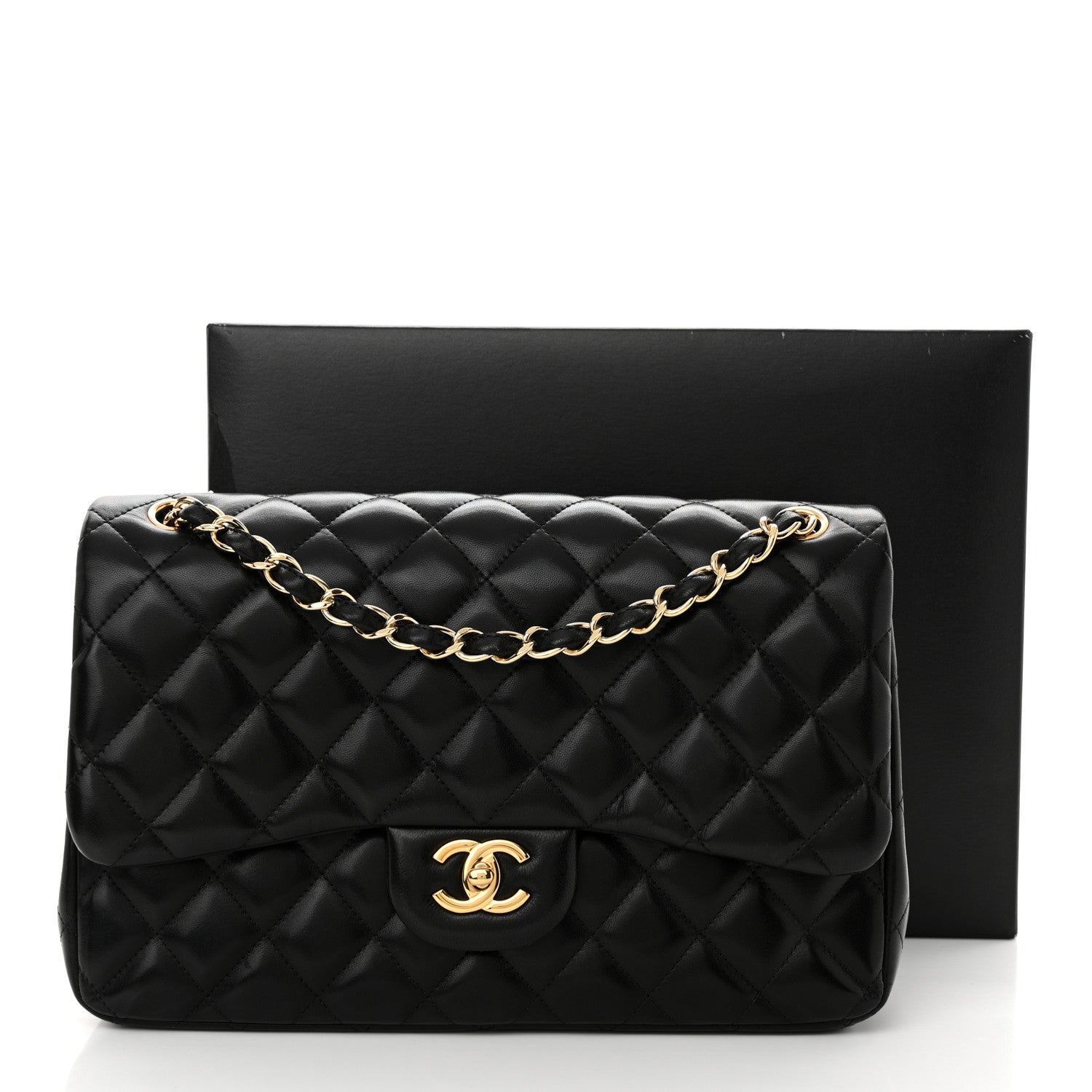 Chanel Lambskin Quilted Jumbo Double Flap Black 13 of 13