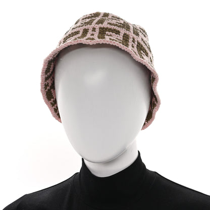 Fendi Cotton Rayon FF Woven Bucket Hat S/M Pink Khaki 2 of 8