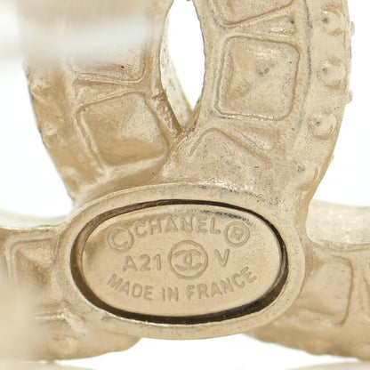 Chanel Crystal Timeless CC Earrings Light Gold 4 of 5