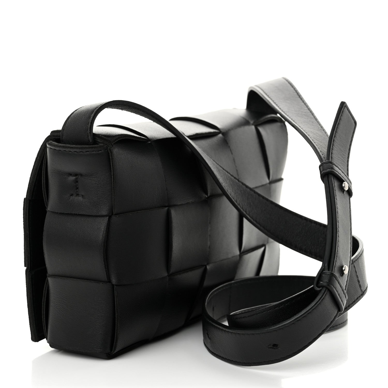 Bottega Veneta Lambskin Maxi Intrecciato Cassette Crossbody Bag Black 3 of 11