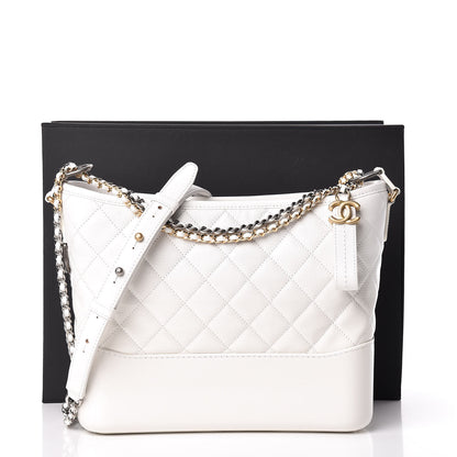 Chanel Patent Goatskin Quilted Medium Gabrielle Hobo White 11 of 11
