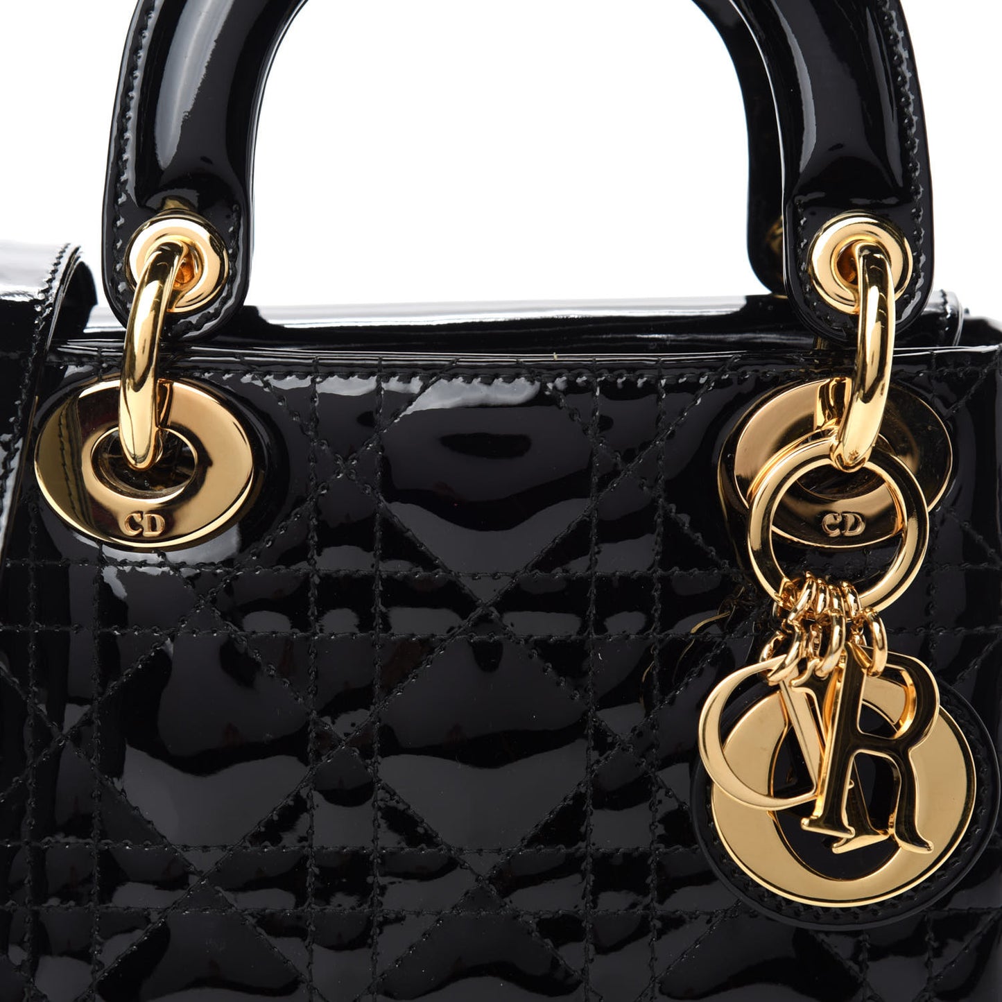 Patent Cannage Mini Lady Dior Black