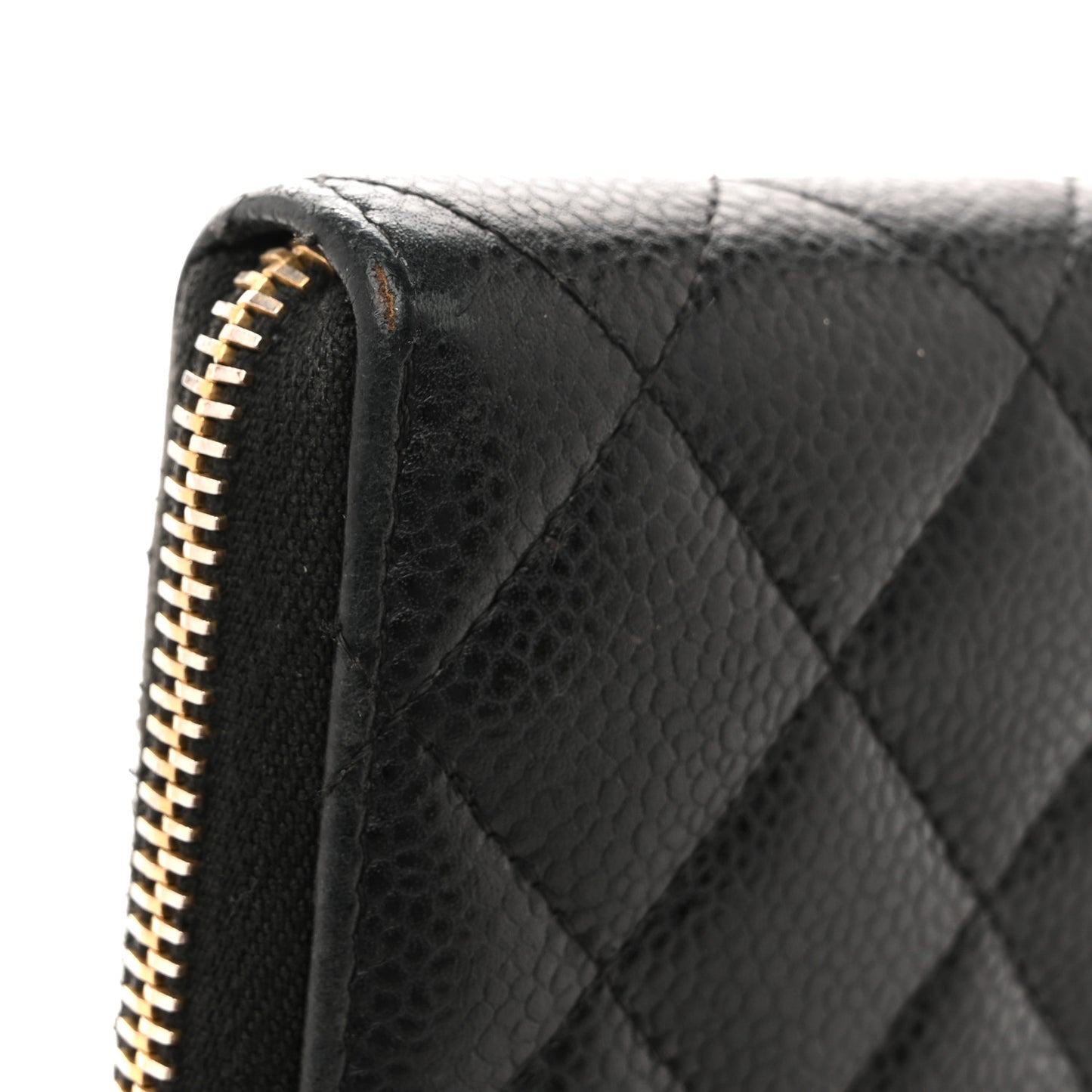 Caviar Quilted Large Gusset Zip Around Wallet Black