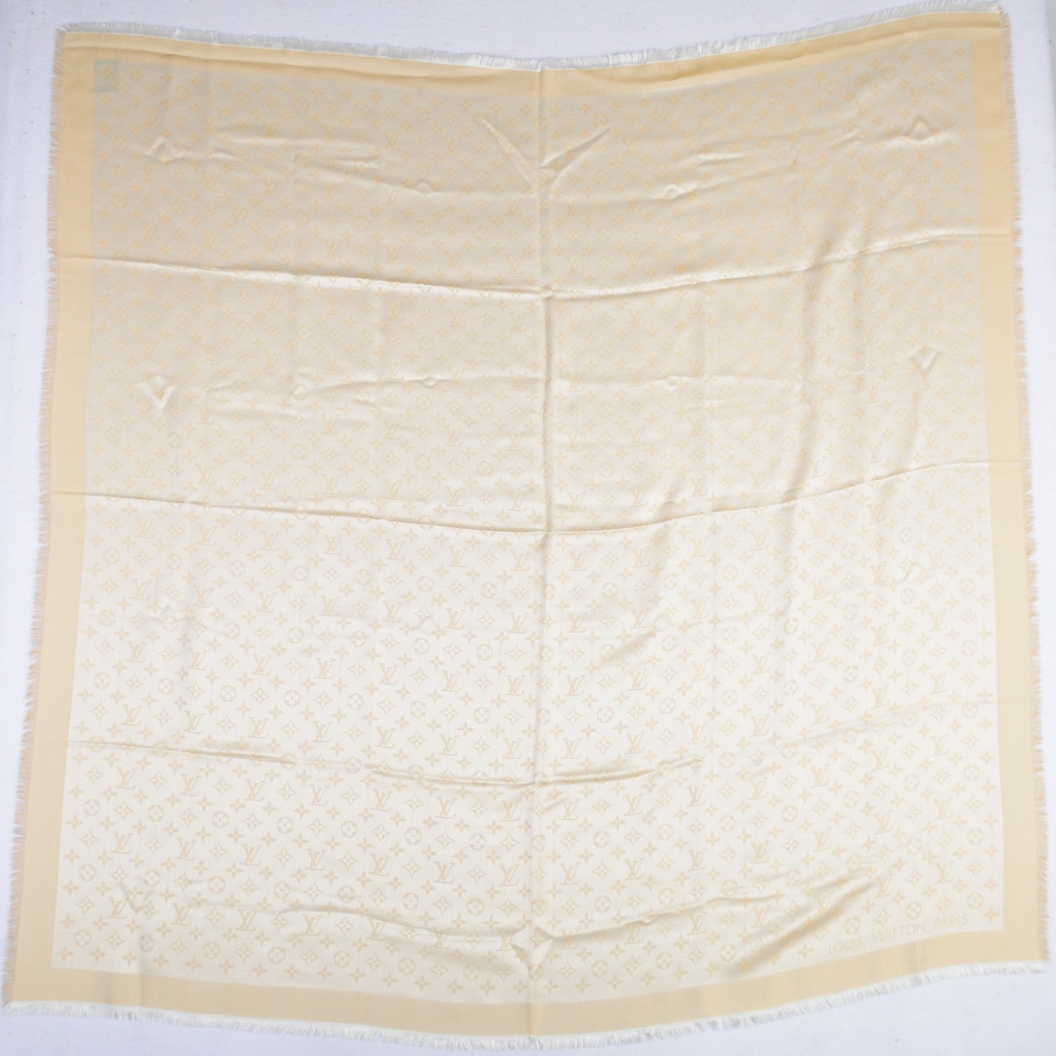 Louis Vuitton Silk Wool Monogram Shine Shawl White 3 of 5