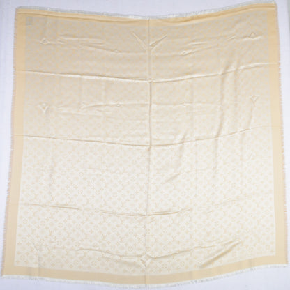 Louis Vuitton Silk Wool Monogram Shine Shawl White 3 of 5