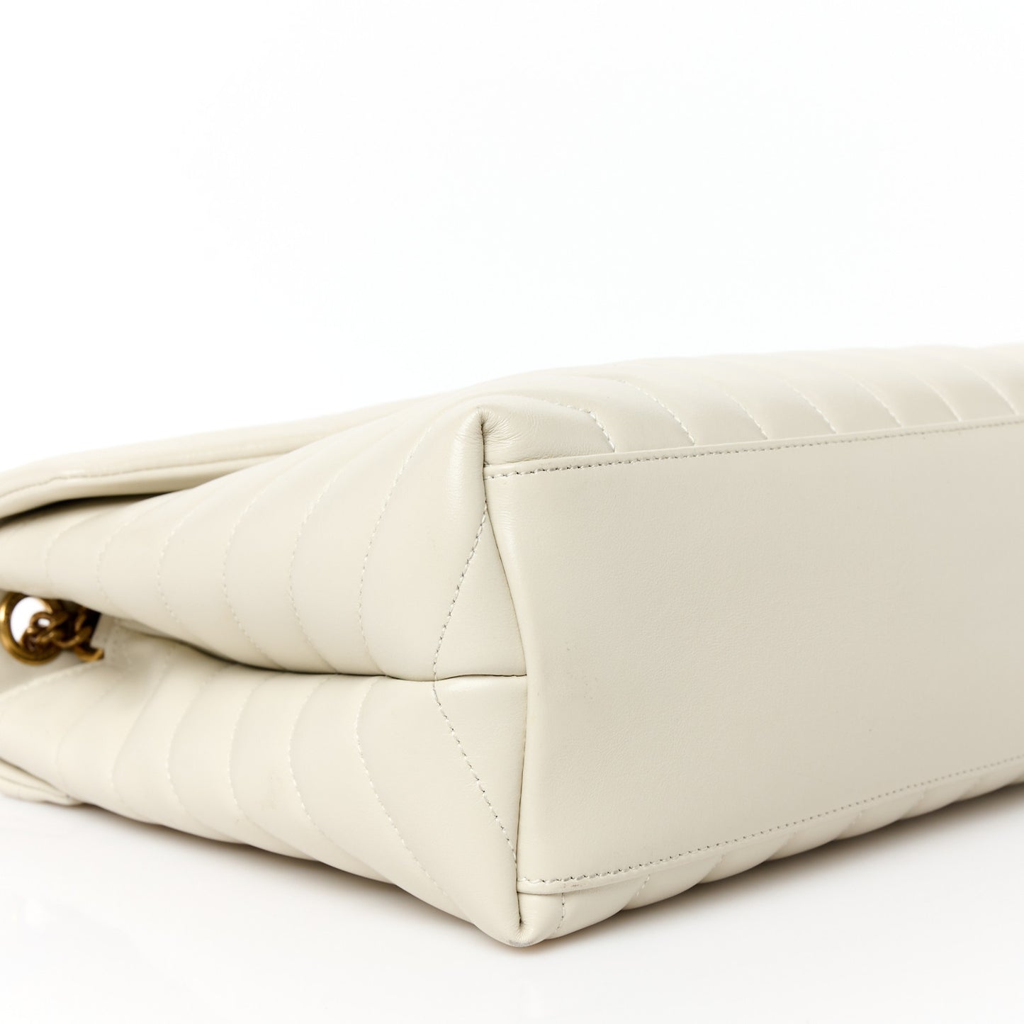 Calfskin Y Quilted Monogram Medium Loulou Chain Satchel Crema Soft