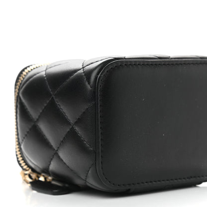 Chanel Lambskin Quilted Mini Pearl Crush Vanity Case With Chain Black 8 of 9