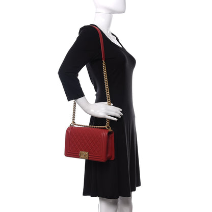 Chanel Caviar Quilted Medium Boy Flap Red 2 of 10
