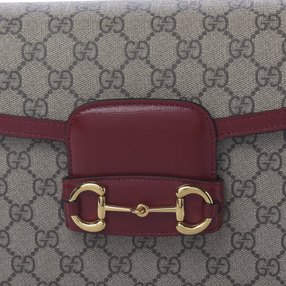 Gucci GG Supreme Monogram Azalea Calfskin Horsebit 1955 Shoulder Bag Beige Ebony New Cherry Red 9 of 9
