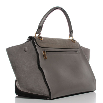 Celine Crocodile Embossed Nubuck Medium Trapeze Grey 3 of 9