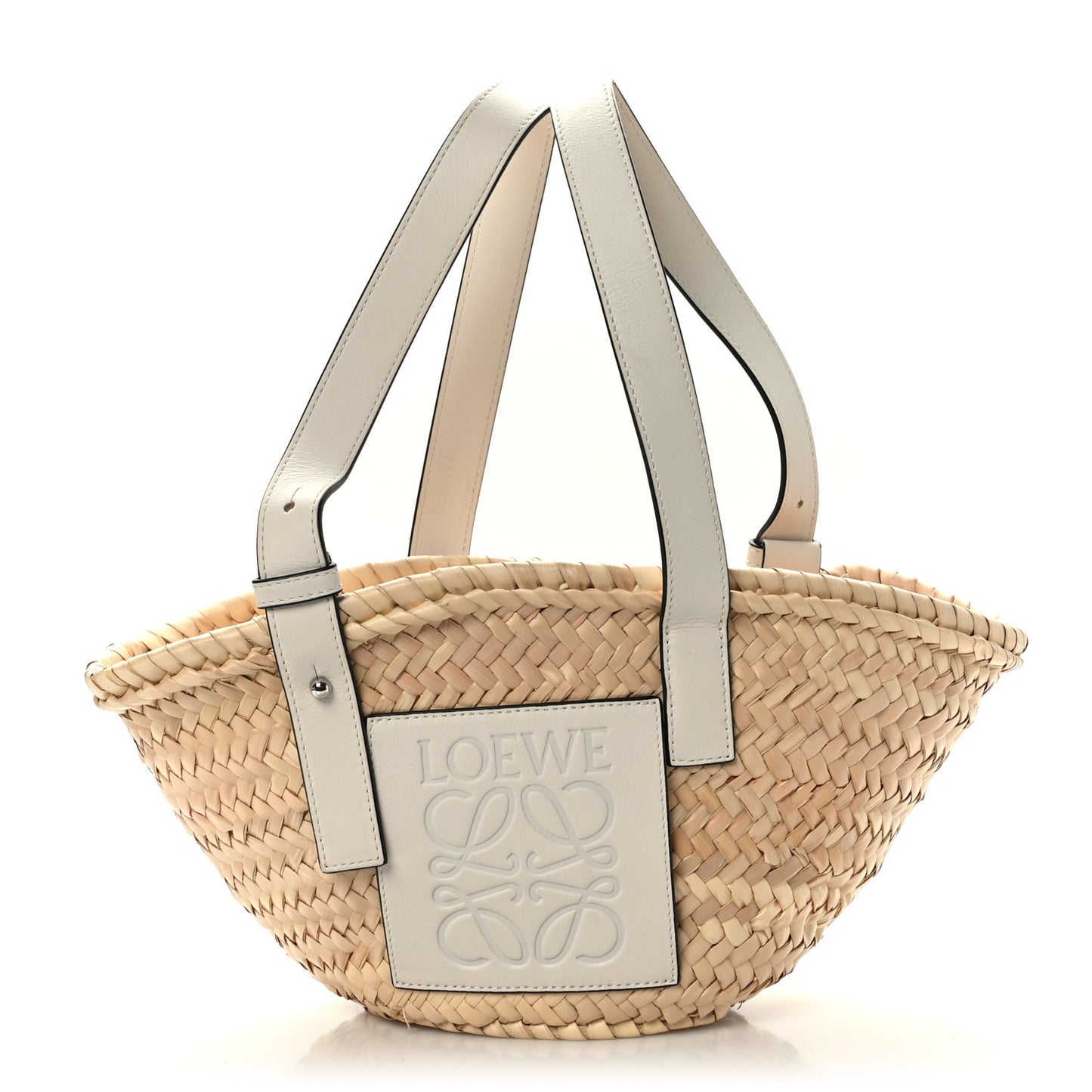 Raffia Small Basket Tote Bag Natural White