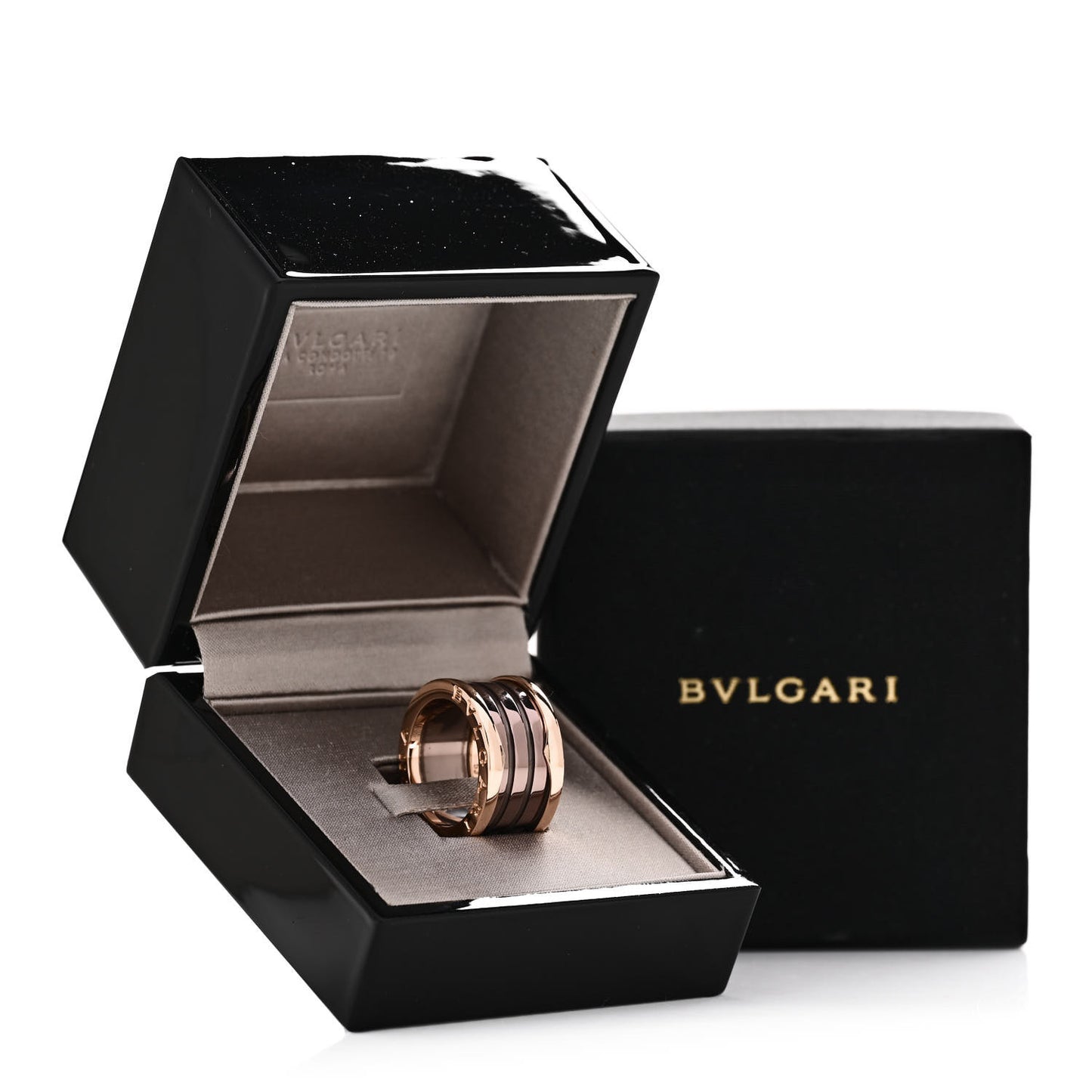 18K Rose Gold Bronze Cermet B.Zero1 Roma Four-Band Ring 53 6.25