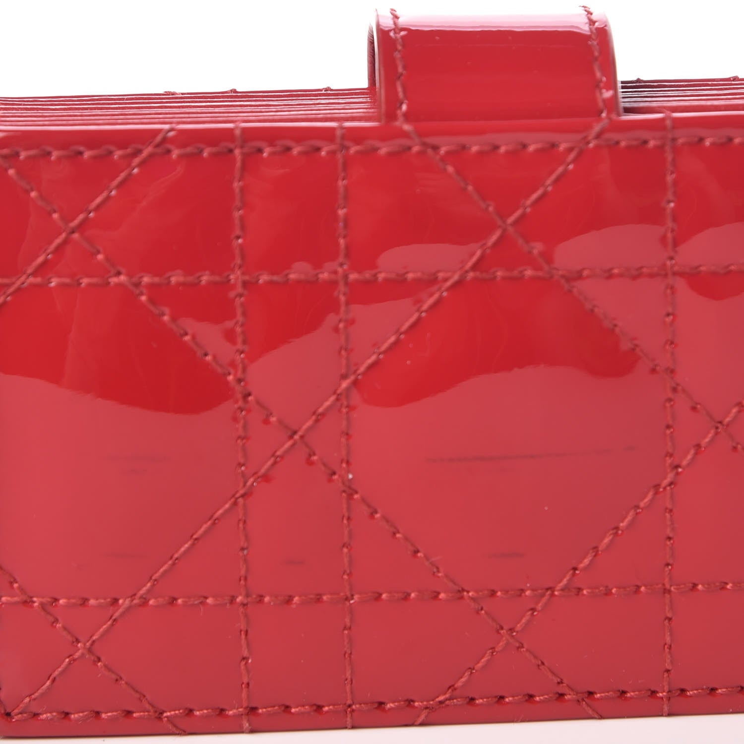 Christian Dior Patent Cannage Lady Dior 5-Gusset Card Holder Red 8 of 9
