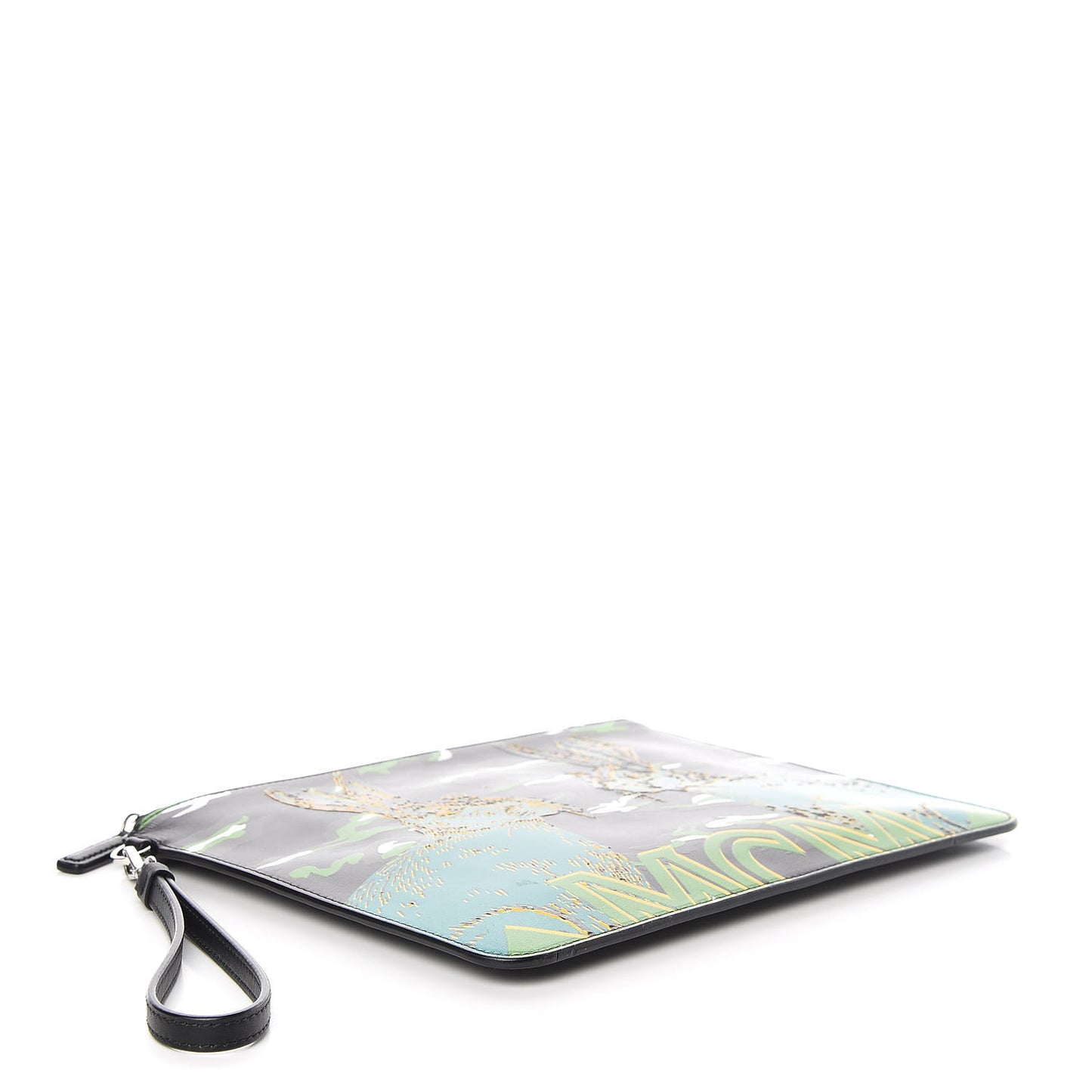 Calfskin Pop Rabbit Wristlet Zip Pouch Black