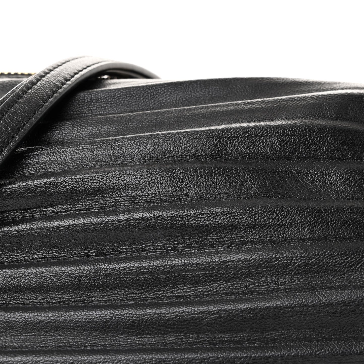 Lambskin Pleated Bracelet Pouch Shoulder Bag Black