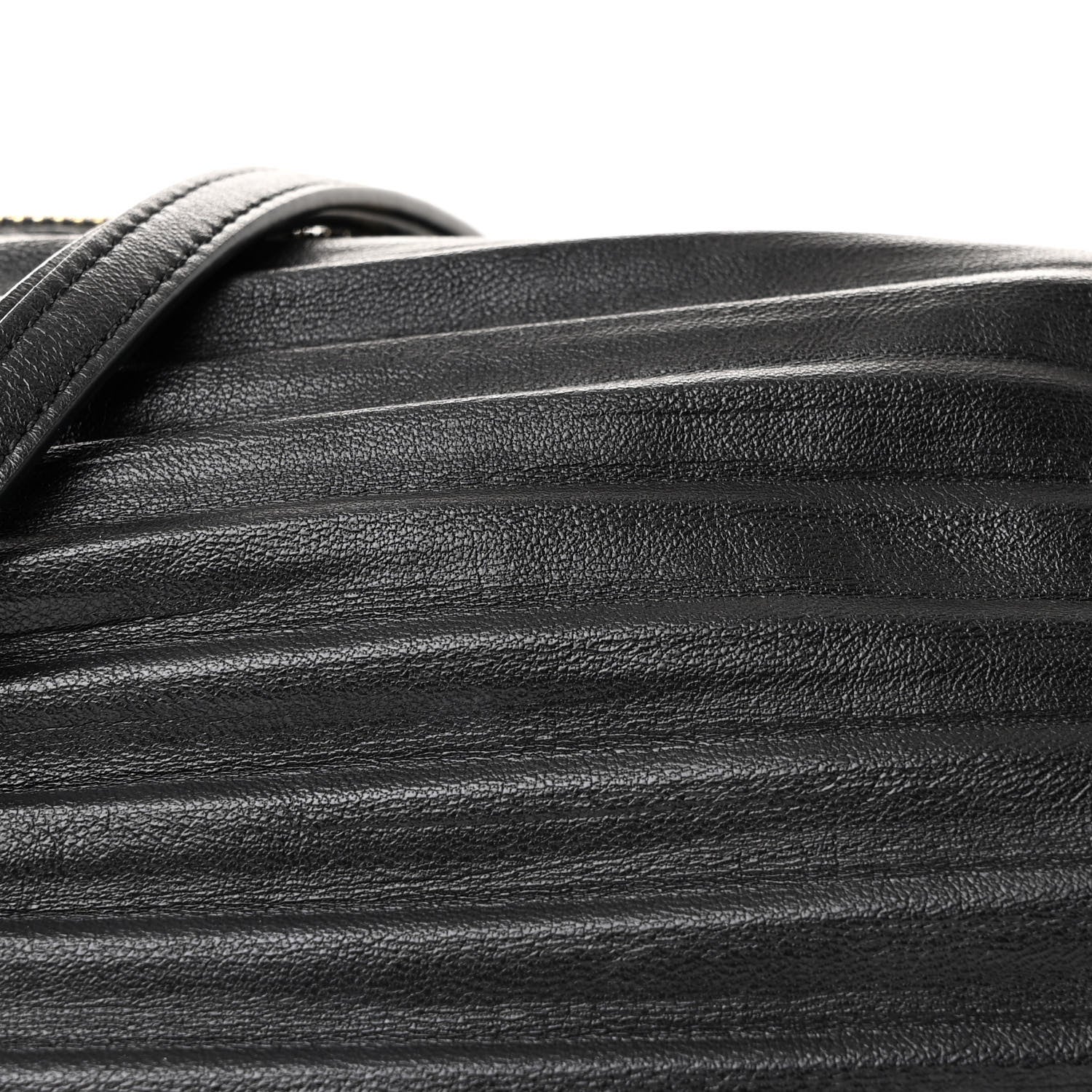 Loewe Lambskin Pleated Bracelet Pouch Shoulder Bag Black 8 of 10