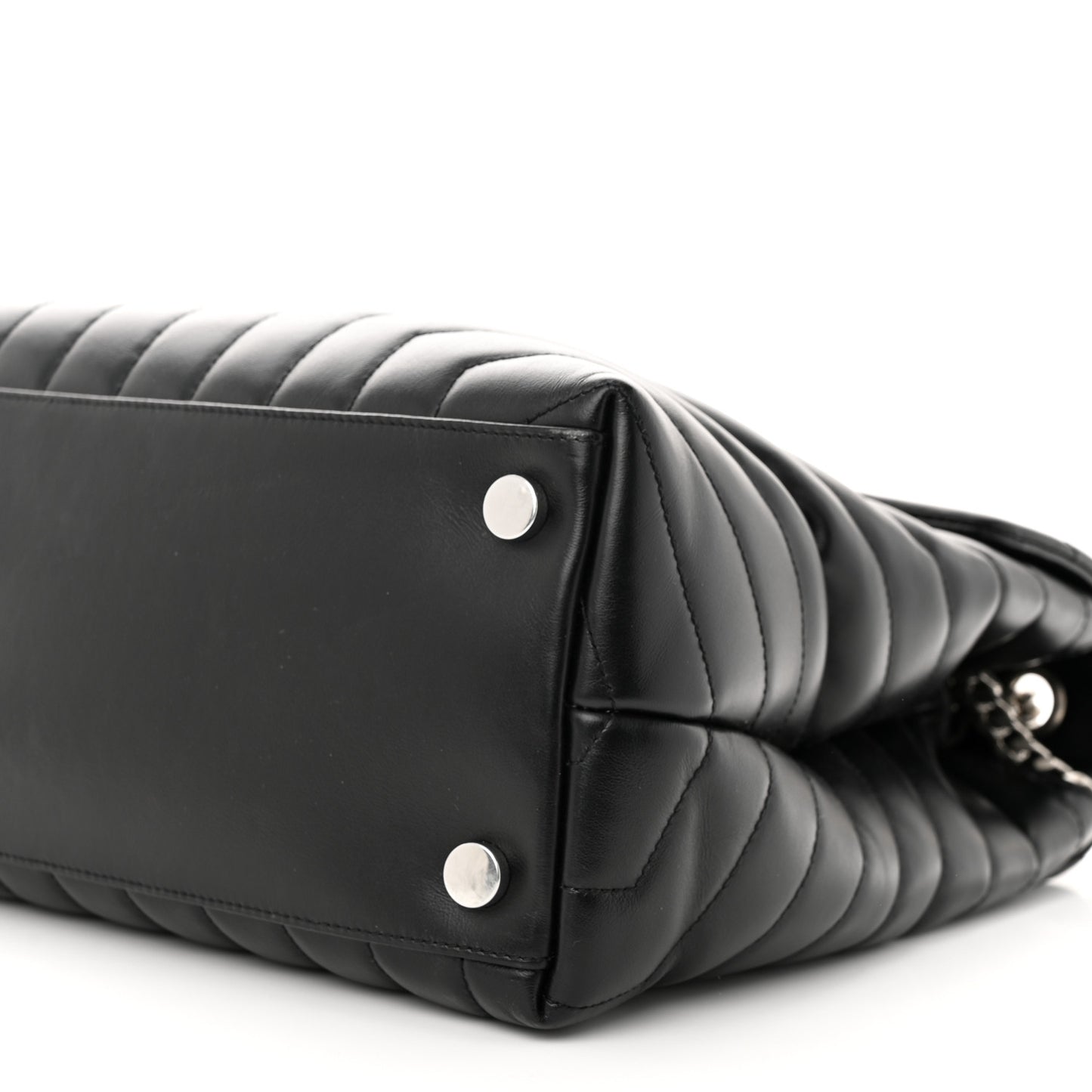 Calfskin Y Quilted Monogram Large Loulou Chain Satchel Black