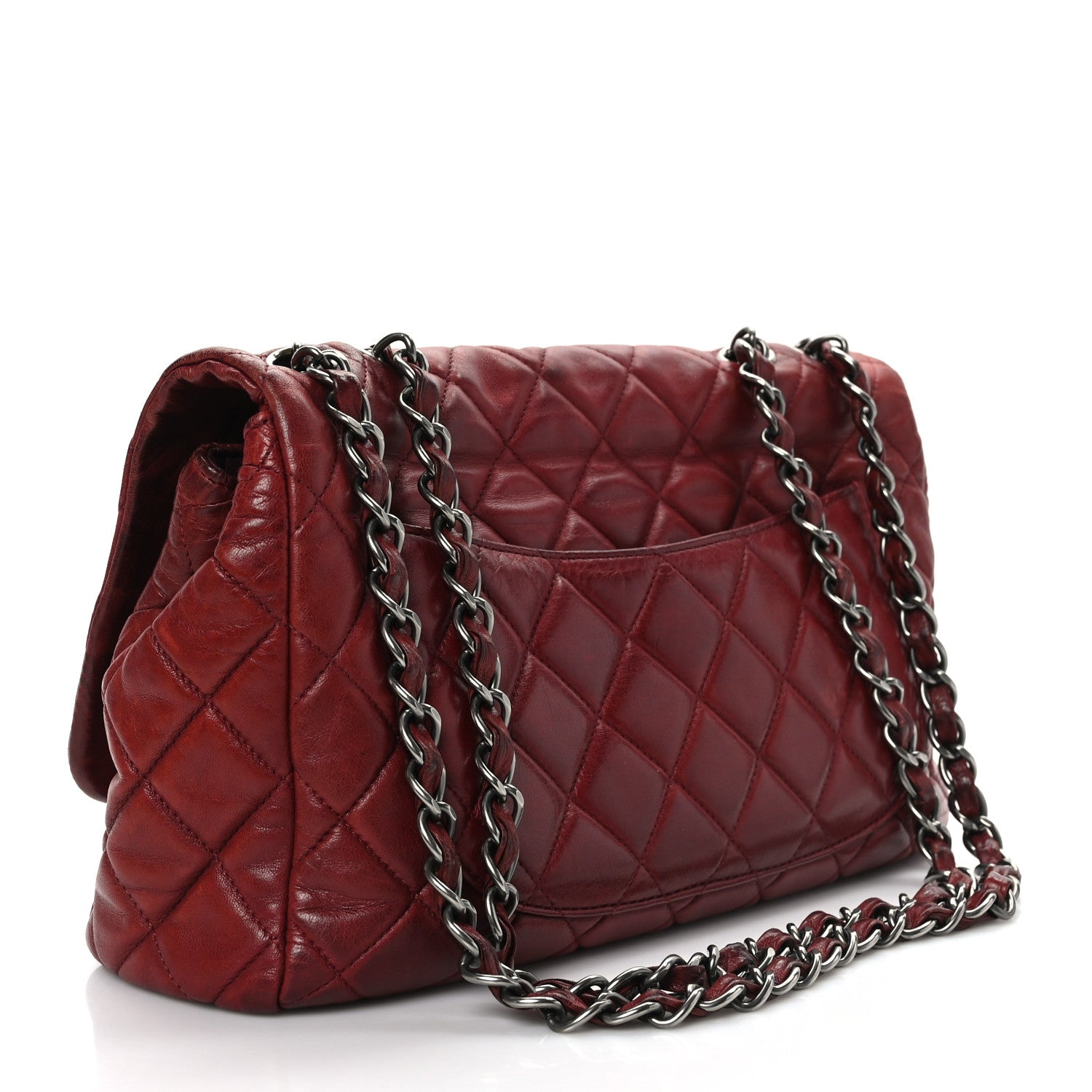 Chanel Lambskin Quilted Jumbo Single Flap Dark Red 3 of 9