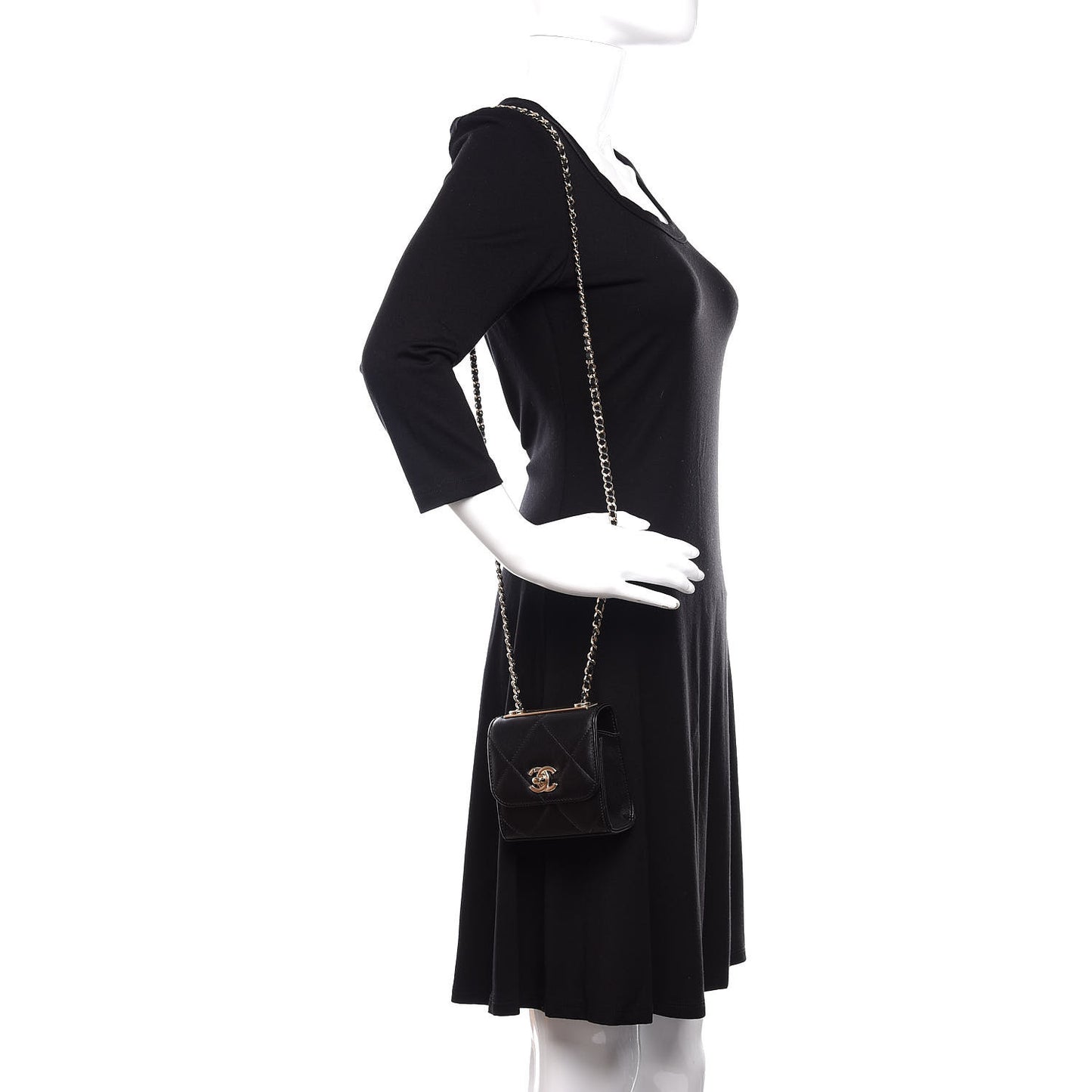 Lambskin Quilted Mini Trendy CC Chain Wallet Black