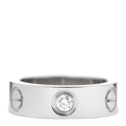Cartier 18K White Gold 3 Diamond 5.5mm LOVE Ring 47 4 3 of 5