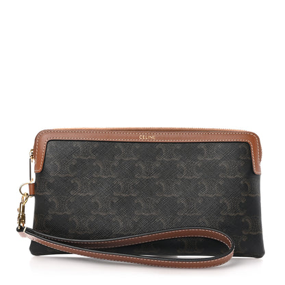 Celine Triomphe Calfskin Long Pouch With Strap Tan 1 of 8