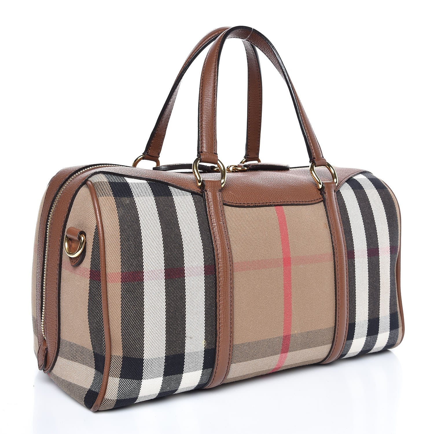 Burberry House Check Derby Calfskin Medium Alchester Bowling Bag Tan 3 of 14