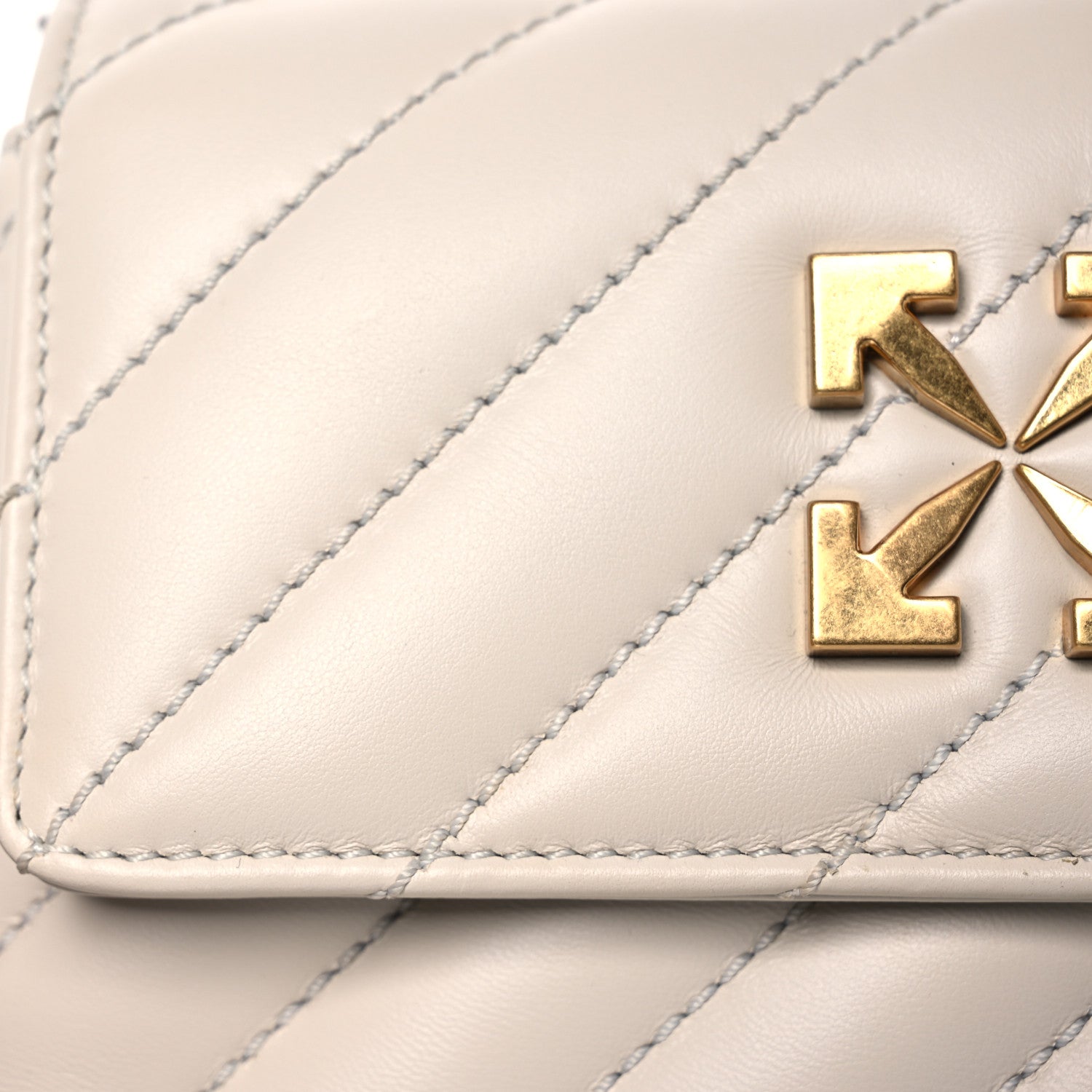 Off-White Calfskin Diagonal Quilted Jackhammer 19 Shoulder Bag White 8 of 16