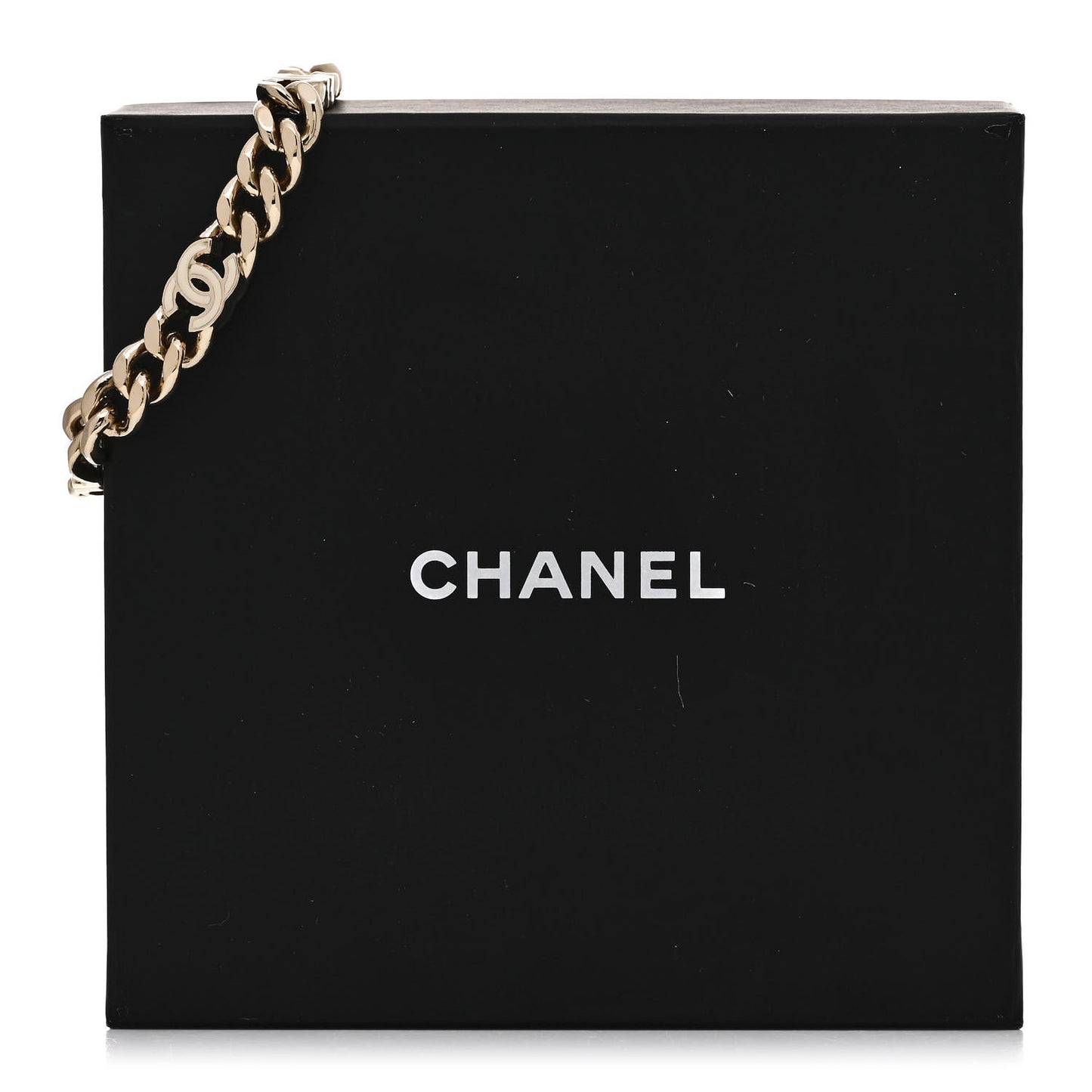 Enamel Metal CC Chain Bracelet Gold White