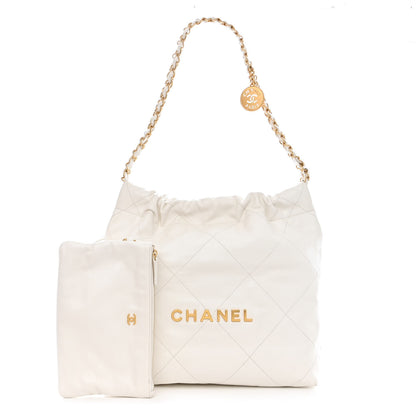 Chanel Shiny Calfskin Quilted Small Chanel 22 White 1 of 13